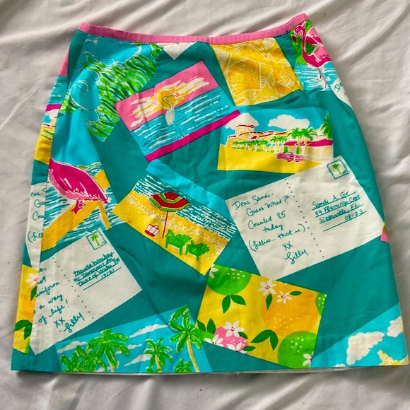 Jupe Crayon Lilly Pulitzer Taille 2 – Imprimé Floral Rose Et Turquoise